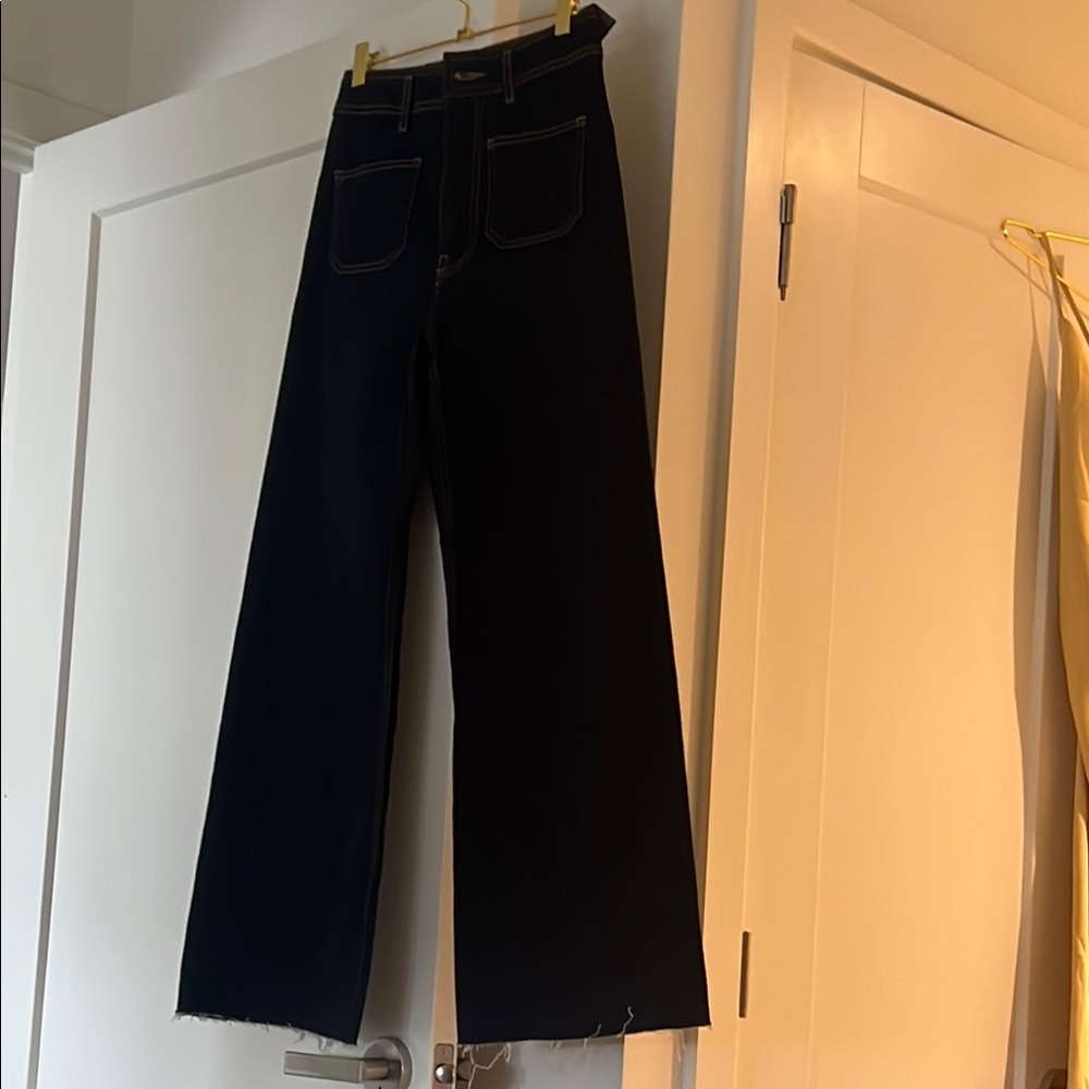 Zara Blue High Rise Jeans Wide Leg 1
